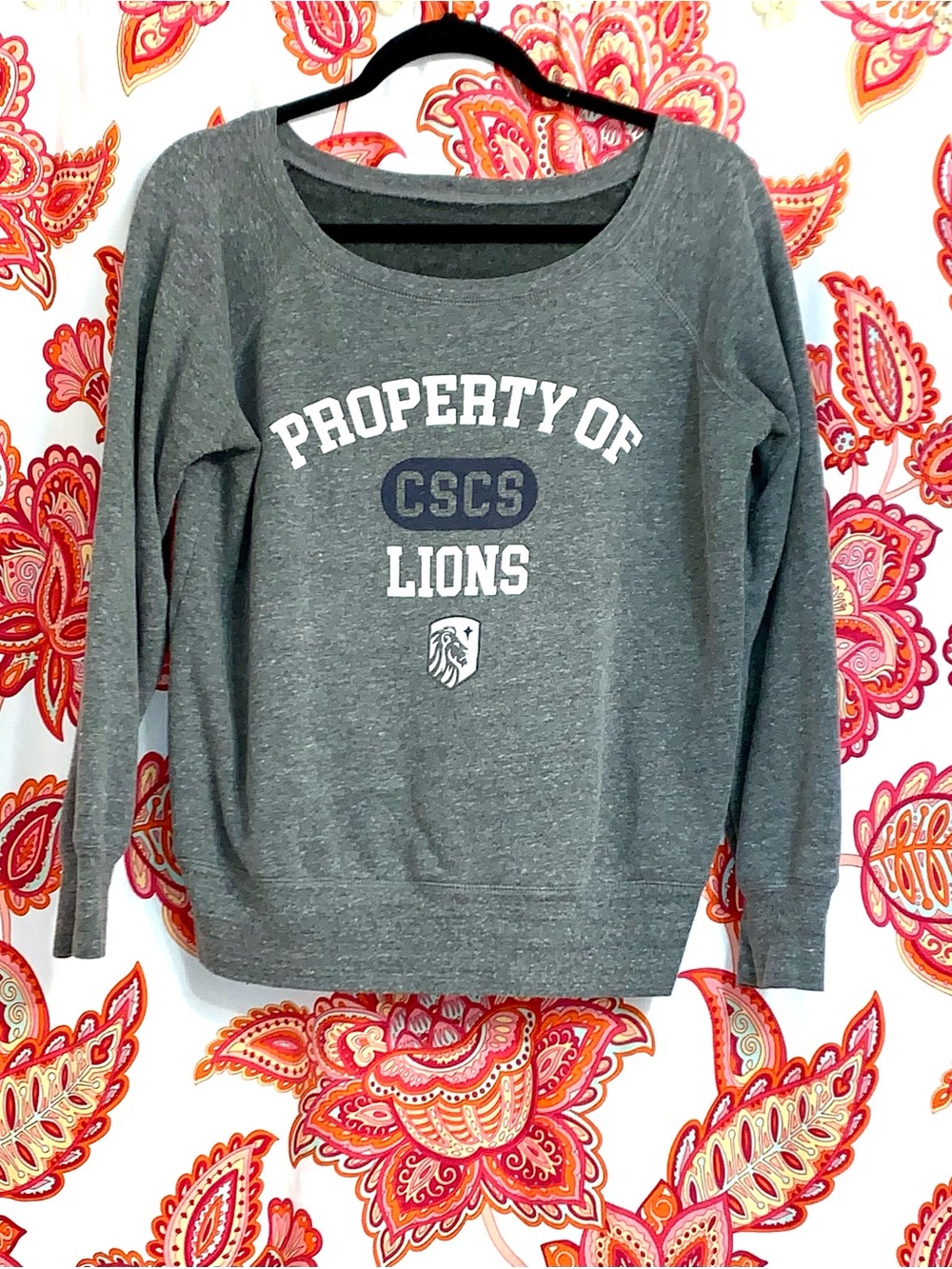 Women's Colorado Springs Christian School Lions Gray Sweatshirt•Medium